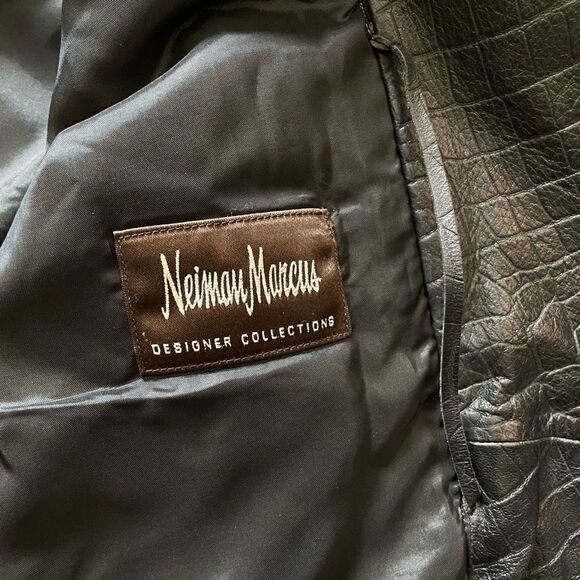 Hugo Boss Alligator Pattern Kalbsledenr Calfskin Leather Men’s 40R Jacket - Picture 8 of 10